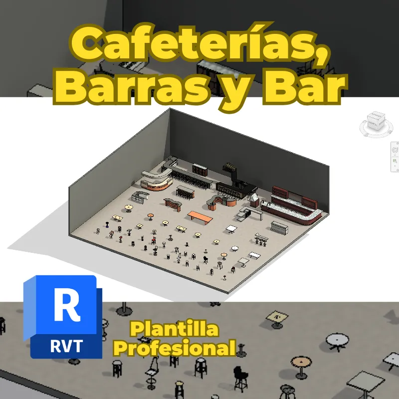Bar & Cafetería 3D para Revit | Familias de Barras, Mesas y Sillas Comerciales