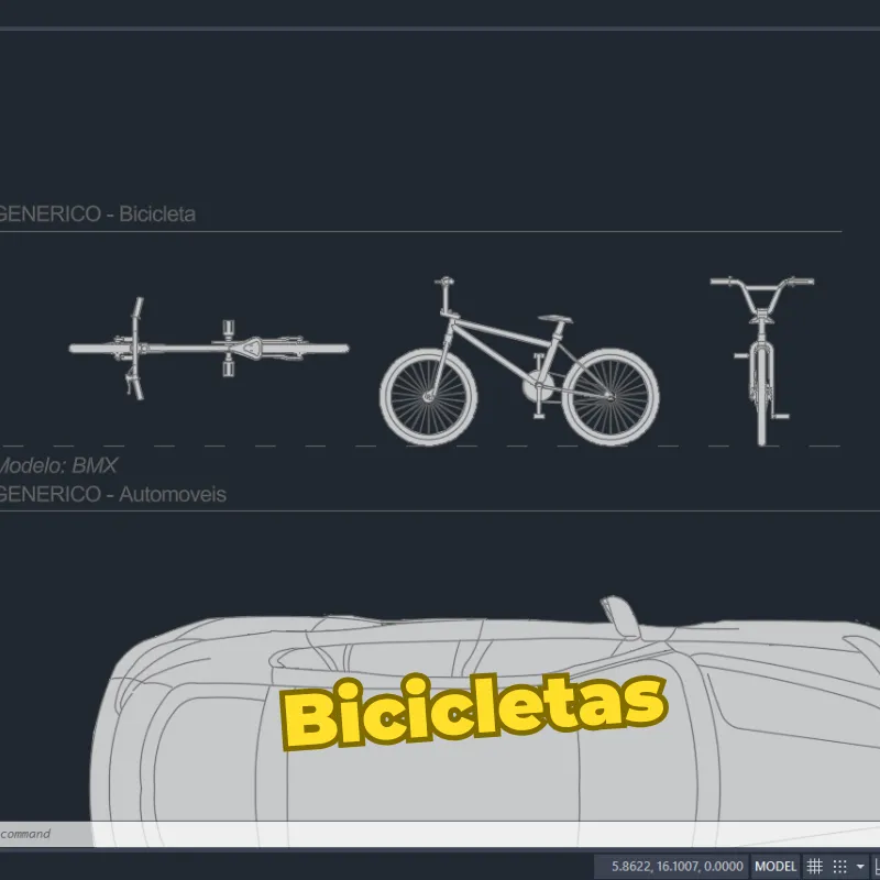 Bloques Dinámicos Básicos – Vehículos para AutoCAD | Biblioteca Esencial de Autos, Motos y Bicicletas a Escala Real