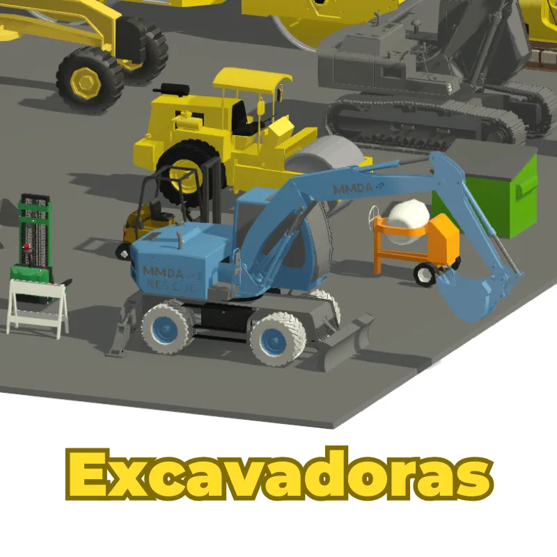 Maquinaria y Construcción 3D para Revit | Familias de Maquinaria Pesada y Equipos de Obra