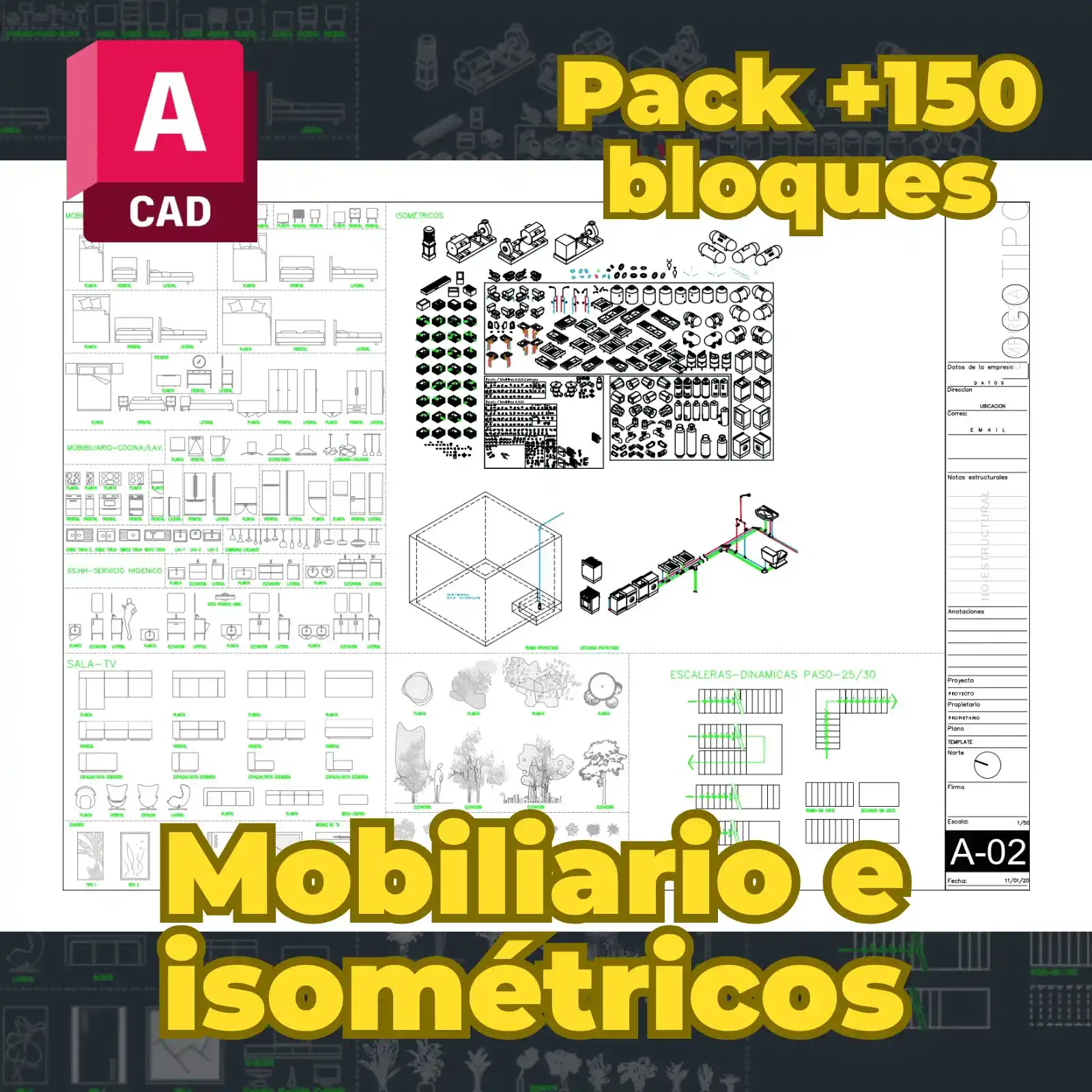 Pack Profesional de Mobiliario para Recámaras e Isométricos Hidráulicos | +150 Bloques Dinámicos para AutoCAD