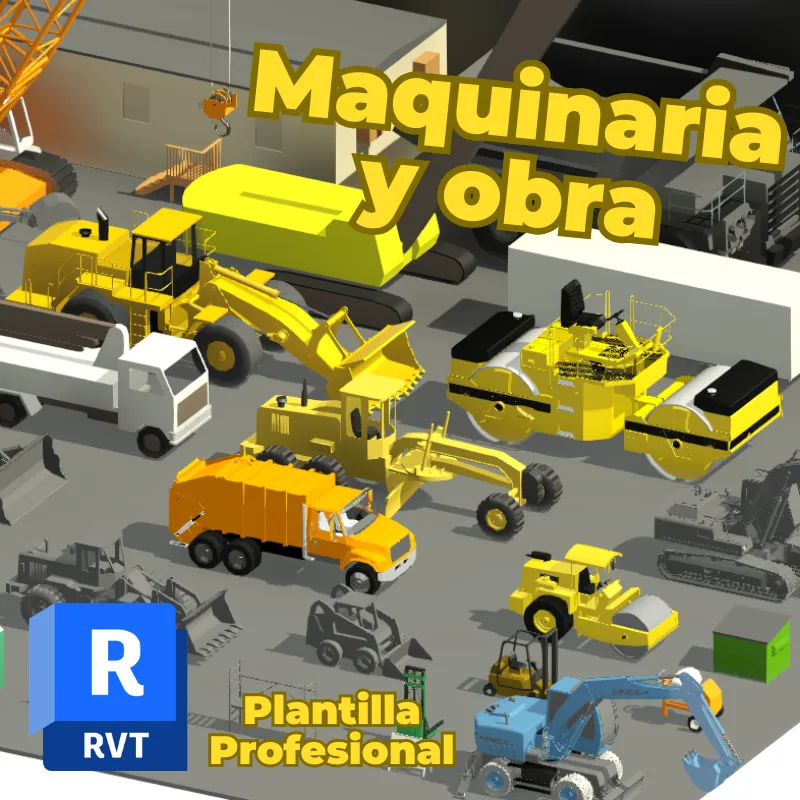 Maquinaria y Construcción 3D para Revit | Familias de Maquinaria Pesada y Equipos de Obra