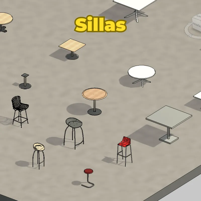 Bar & Cafetería 3D para Revit | Familias de Barras, Mesas y Sillas Comerciales