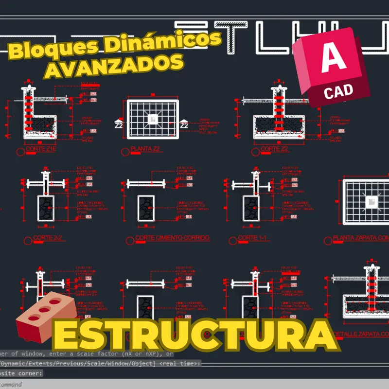 Bloques Dinámicos Avanzados de Estructuras para AutoCAD | Cimentación, Columnas, Vigas y Detalles Constructivos
