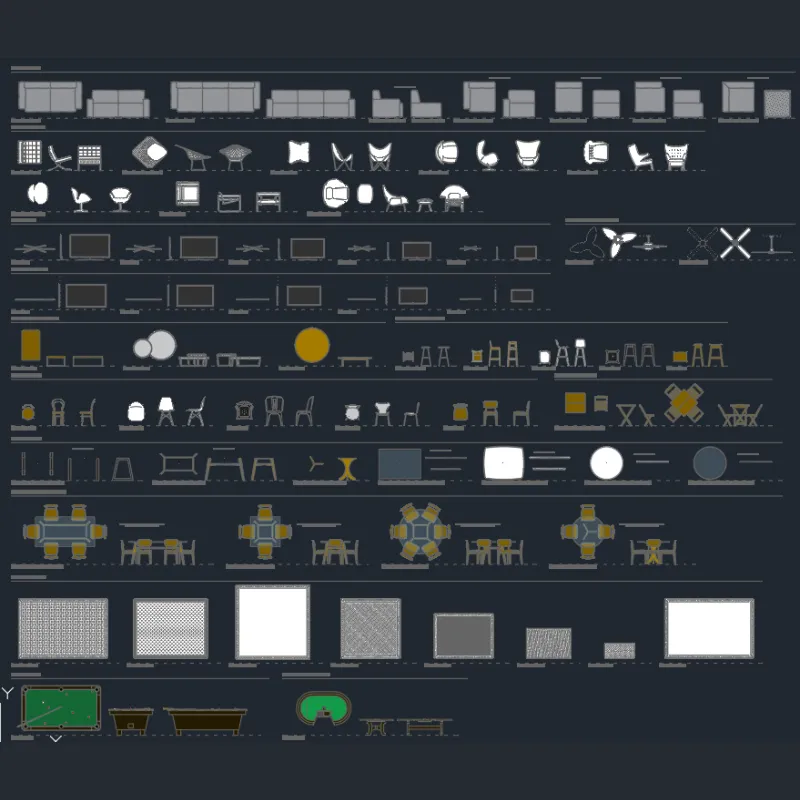 Bloques Dinámicos Básicos – Sala para AutoCAD | Plantilla Profesional de Mobiliario Interior Editable