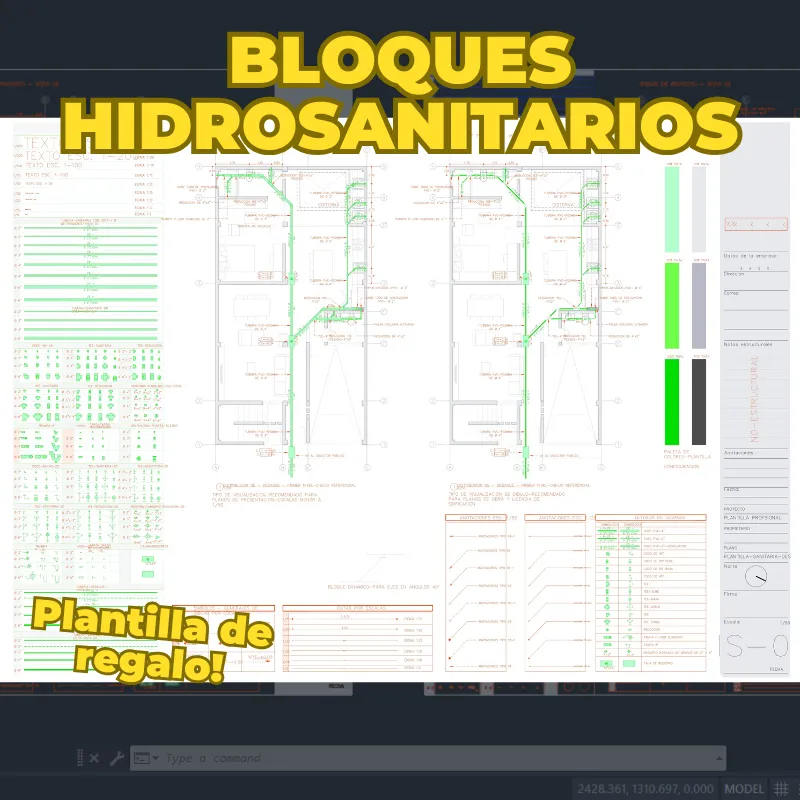 Descarga Plantilla HIDROSANITARIA para AutoCAD con bloques dinámicos