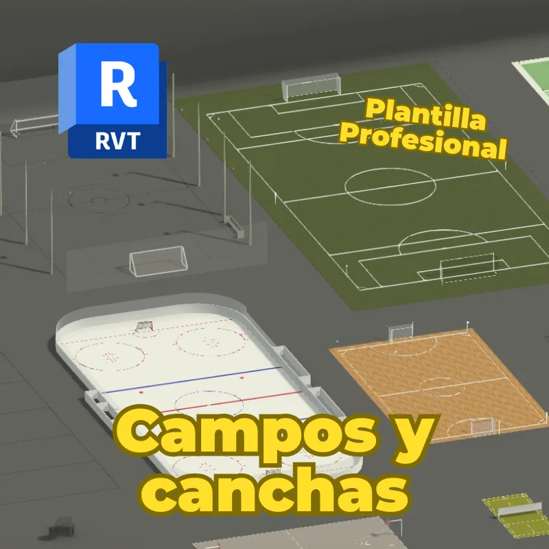 Canchas y Campos Deportivos 3D para Revit | Familias BIM de Espacios Deportivos y Recreativos