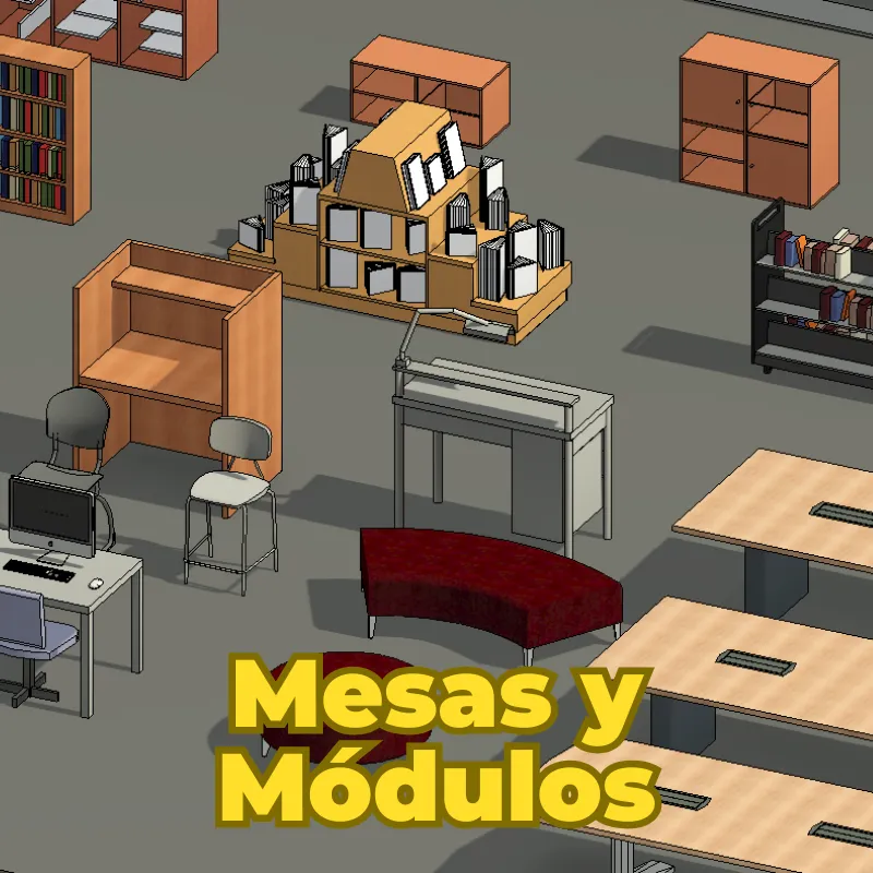Familias de Oficinas, Libreros y Mesas para Revit | Plantilla Profesional