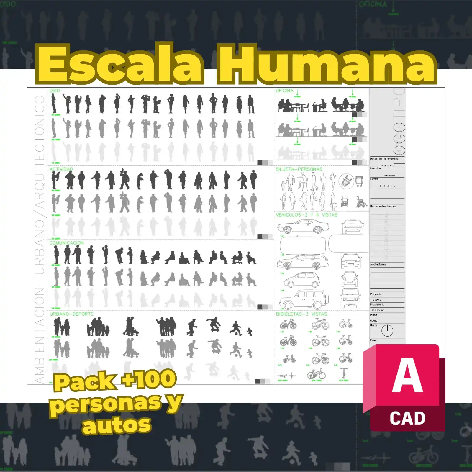 Pack de Bloques Dinámicos: +100 Personas y Autos para AutoCAD