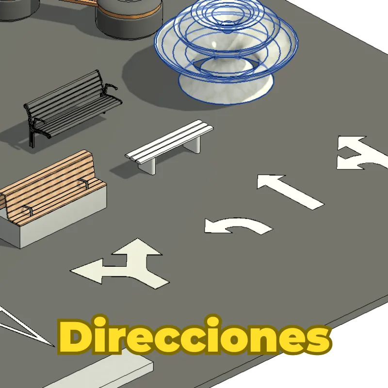 Mobiliario Urbano 3D para Revit | Familias BIM de Espacio Público y Señalización Vial