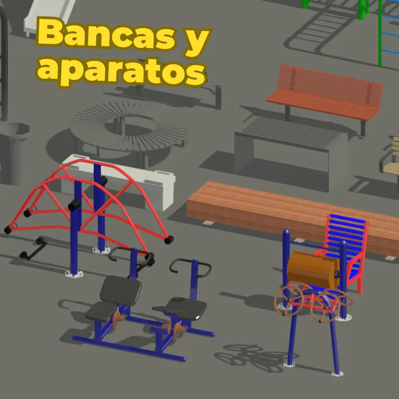 Juegos Infantiles 3D para Revit | Familias de Parques, Plazas y Áreas Recreativas