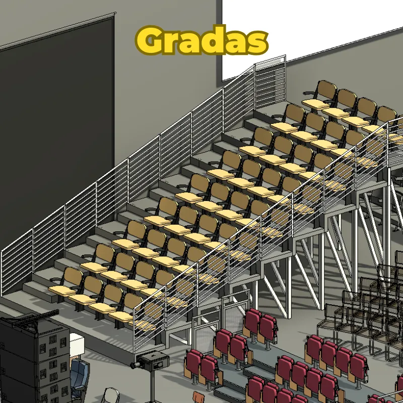Familias de Teatro y Cine 3D para Revit | Bocinas, Escenarios, Gradas y Butacas