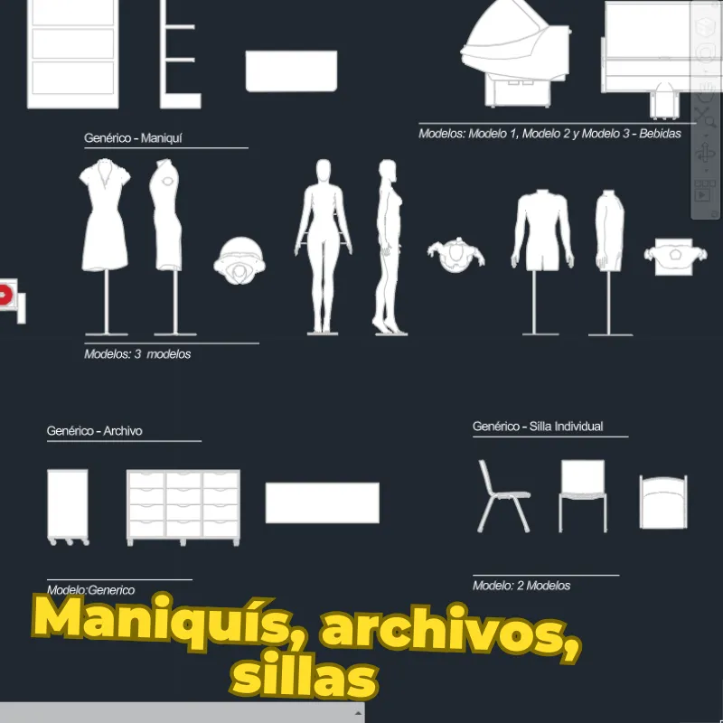 Bloques Dinámicos Básicos – Comerciales para AutoCAD | Bloques Dinámicos de Equipamiento Comercial, Cocina Industrial, Mobiliario