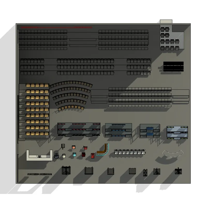 Familias de Teatro y Cine 3D para Revit | Bocinas, Escenarios, Gradas y Butacas