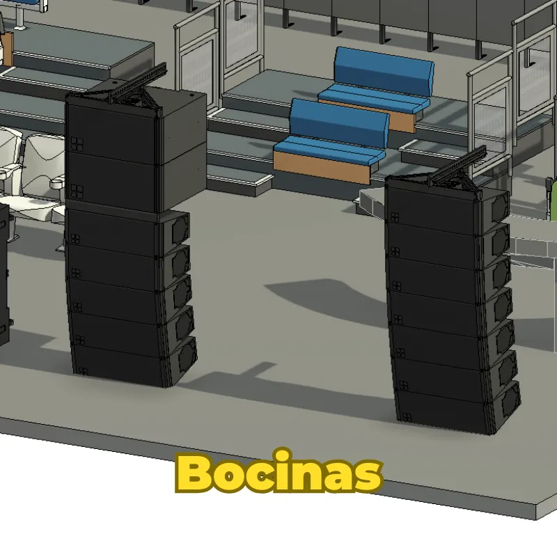 Familias de Teatro y Cine 3D para Revit | Bocinas, Escenarios, Gradas y Butacas