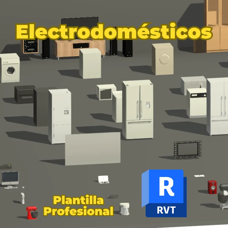 Electrodomésticos 3D | +70 Familias para Revit, Línea Blanca, Aire acondicionado, Televisiones y Electrónica para Interiores