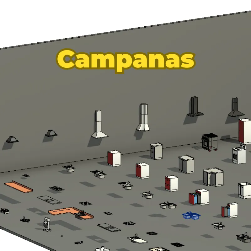 Cocina 3D para Revit Colección Mobiliario | Familias de Cocina, Almacén y Equipamiento Interior