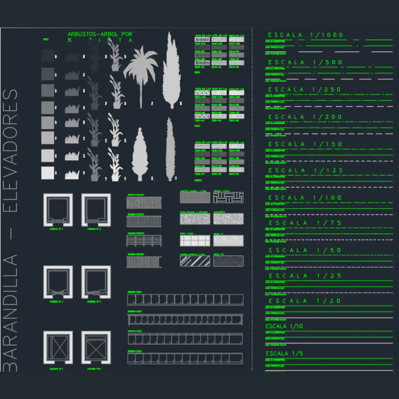 Pack Profesional de Bloques Dinámicos y Sombreados 2D para AutoCAD | +50 Barandillas, Elevadores y Hatches Listos para Usar