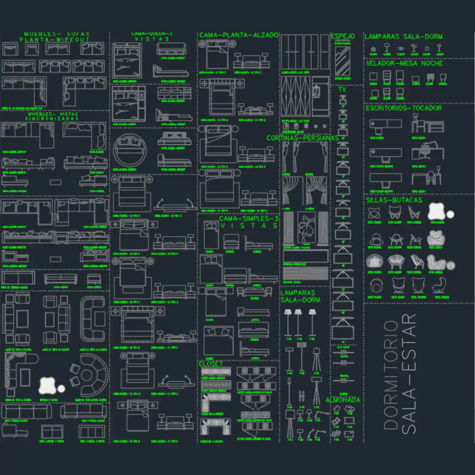 Pack Profesional de Bloques Dinámicos para Dormitorios | +100 Elementos Editables en AutoCAD