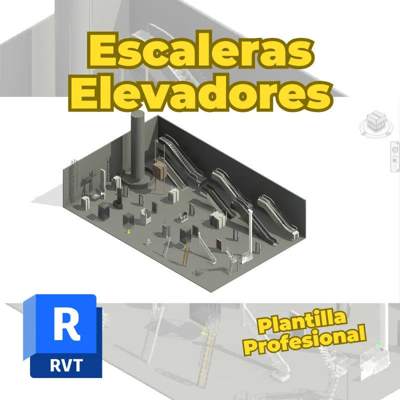 Colección 3D de Escaleras y Elevadores para Revit | Plantilla Profesional