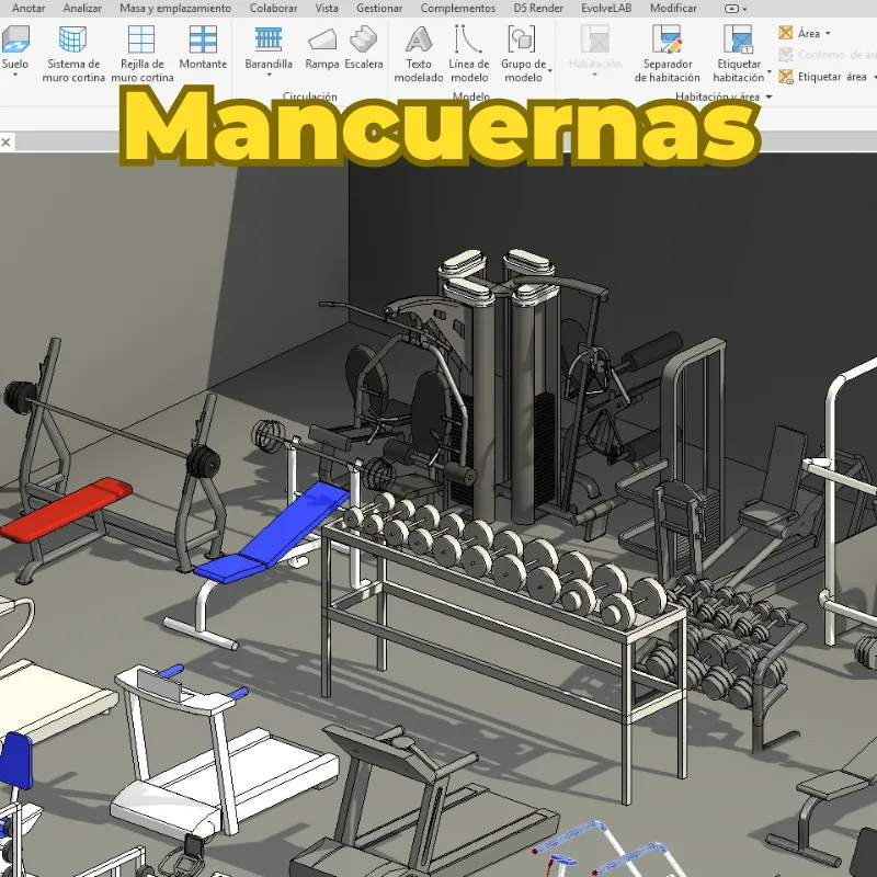 Familias de Gimnasio 3D para Revit | Equipamiento Deportivo y Fitness