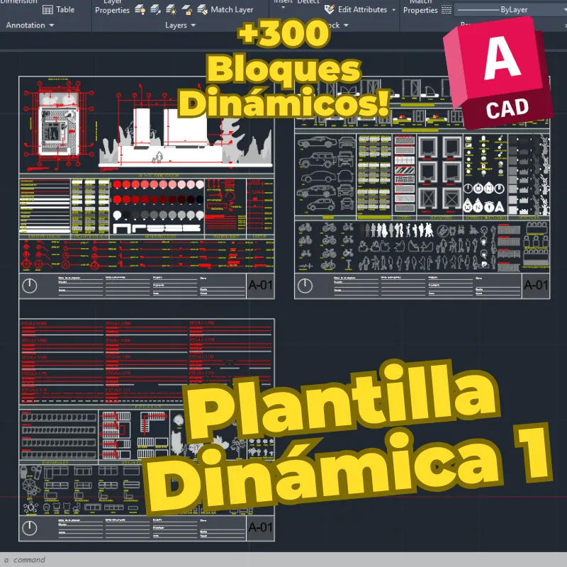 Plantilla Diámica 1 para AutoCAD | +300 Bloques Dinámicos de todo tipo