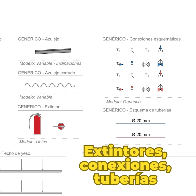 Bloques Dinámicos Básicos de Construcción para AutoCAD | Bloques Dinámicos de Elementos Constructivos, Instalaciones, Tanques