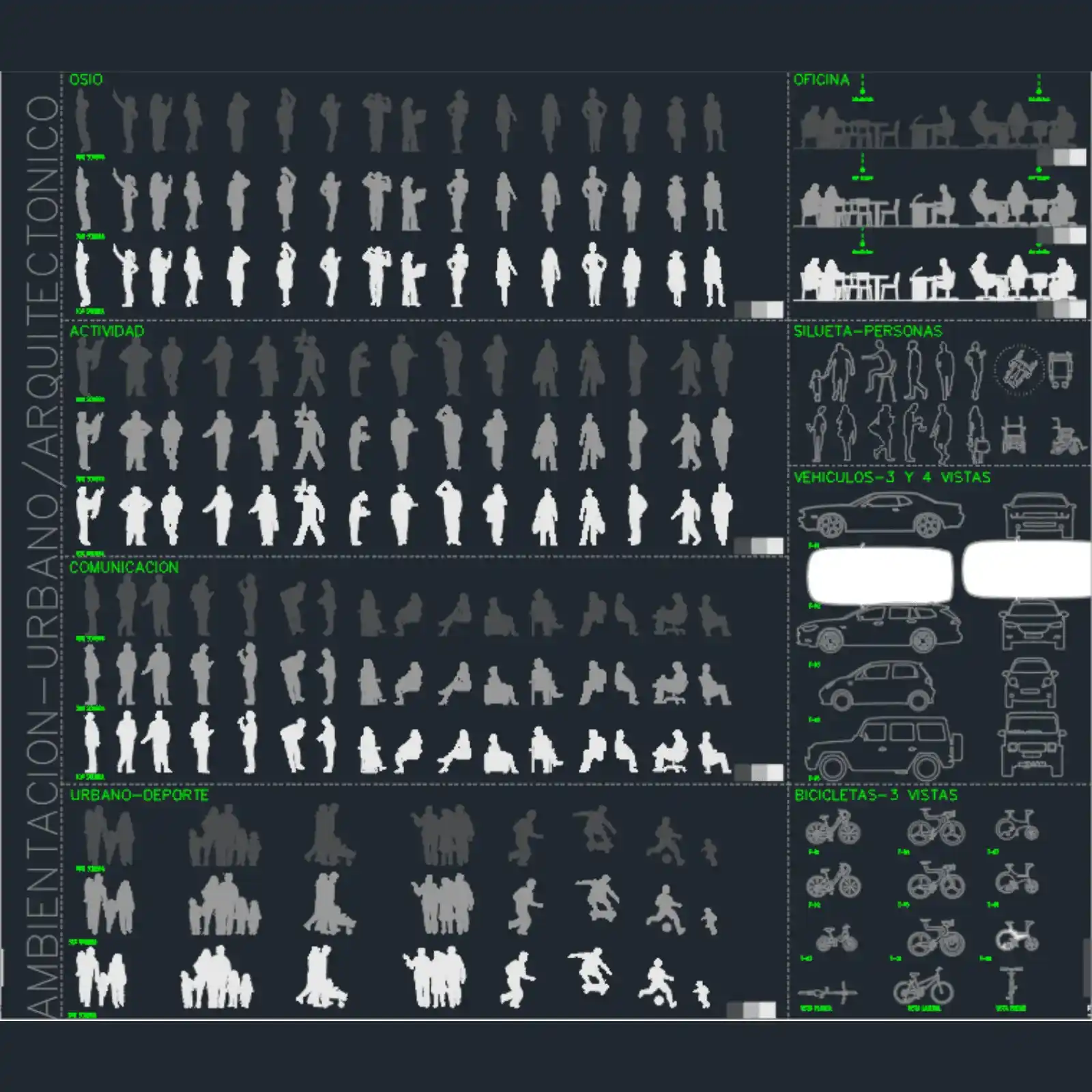 Pack de Bloques Dinámicos: +100 Personas y Autos para AutoCAD