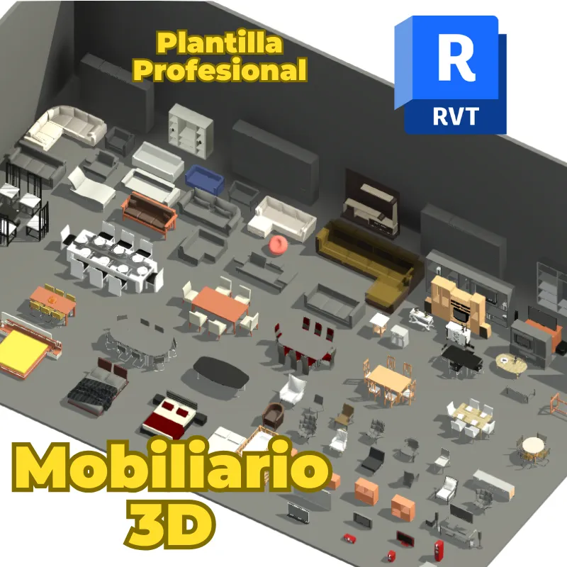 Mobiliario Interior 3D para Revit | Familias BIM de Salas, Comedores y Recámaras