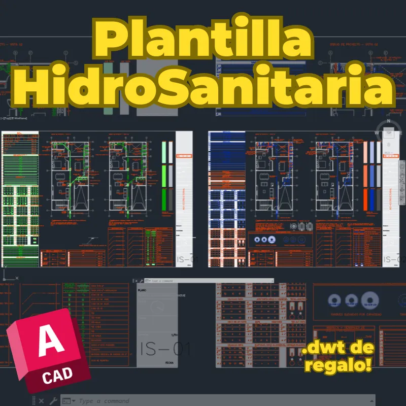 Plantilla Sanitaria e Hidráulica para AutoCAD | Bloques Dinámicos