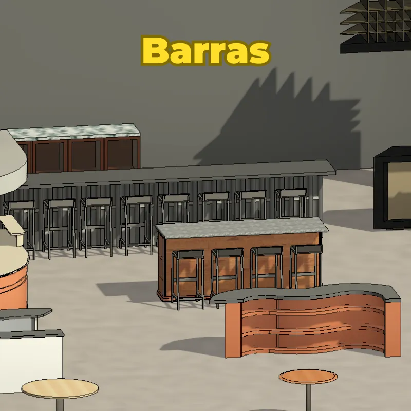 Bar & Cafetería 3D para Revit | Familias de Barras, Mesas y Sillas Comerciales