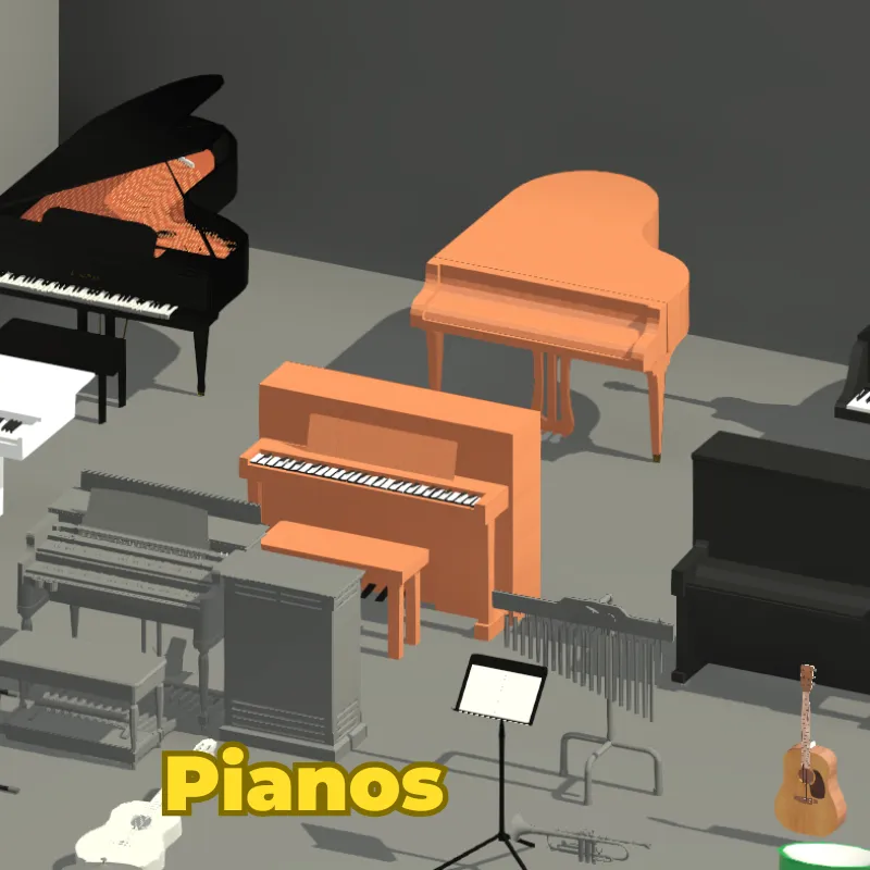 Instrumentos Musicales 3D para Revit | Más de 30 Familias BIM de Equipamiento Musical y Estudio