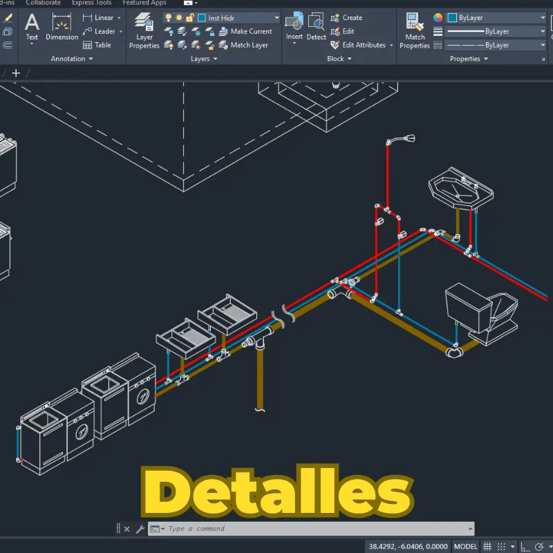 Bloques Sanitarios e Hidráulicos para AutoCAD – Conectores, Tuberías y Accesorios