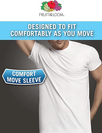 Fruit of the Loom Men's Eversoft Cotton Stay Tucked Crew T-Shirt Regular Fit 6 Pack