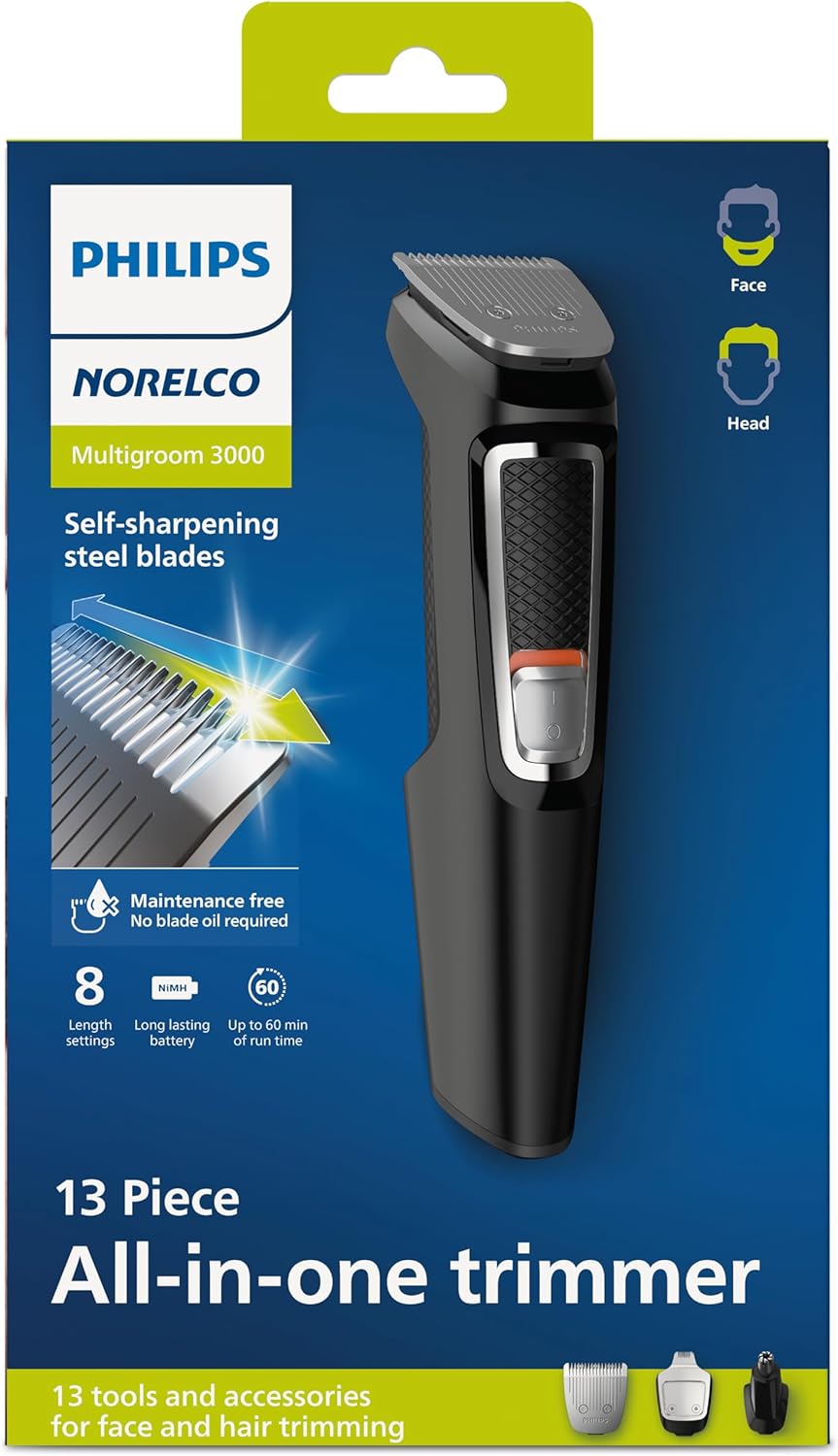 Norelco Philips Multi Groomer All-in-One Trimmer Series 3000-13 Piece