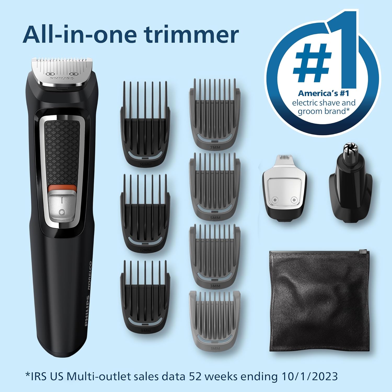 Norelco Philips Multi Groomer All-in-One Trimmer Series 3000-13 Piece