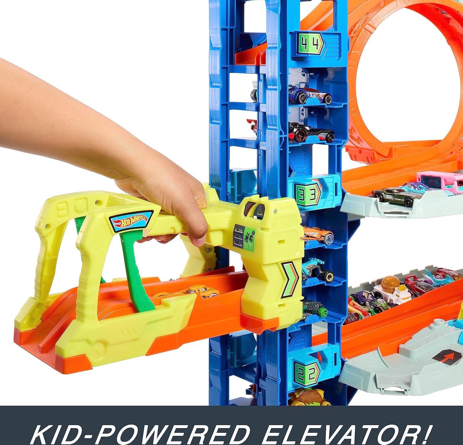 Hot Wheels City Toy Car Track Set Ultimate Garage with 2 Die-Cast Toy Cars & Car-Eating Dragon