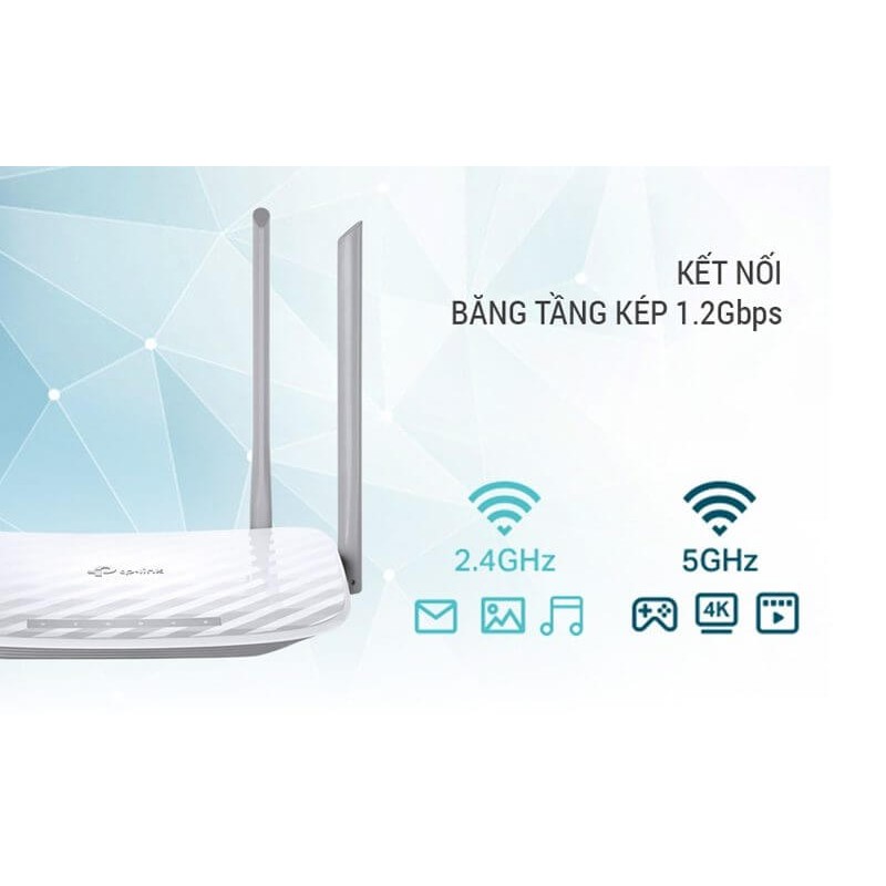 TP-Link AC 1200Mbps Bộ phát wifi không dây (Thiết bị mạng) - Archer C50 - Hàng Chính Hãng
