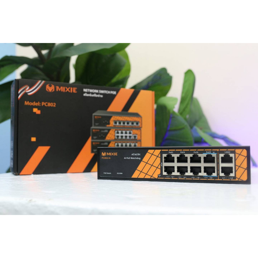SWITCH POE MIXIE PC-802 AI 8+2, khoảng cách 250M, Công Nghệ Watchdog Thông minh