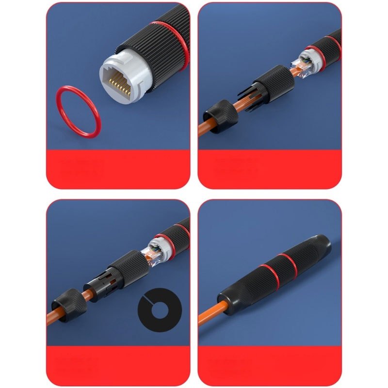 Đầu nối dây cáp mạng rj45 ngoài trời chống nước IP67 chuyên dụng