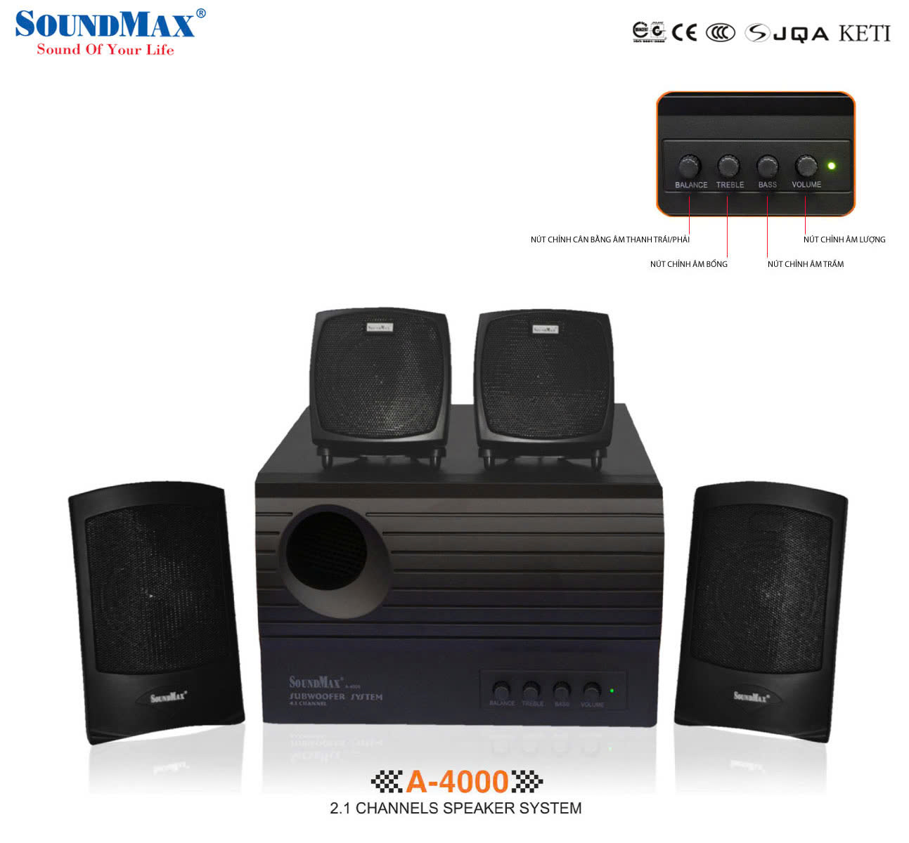 Bộ Loa Vi Tính 4.1 SoundMax A-4000 Chính Hãng