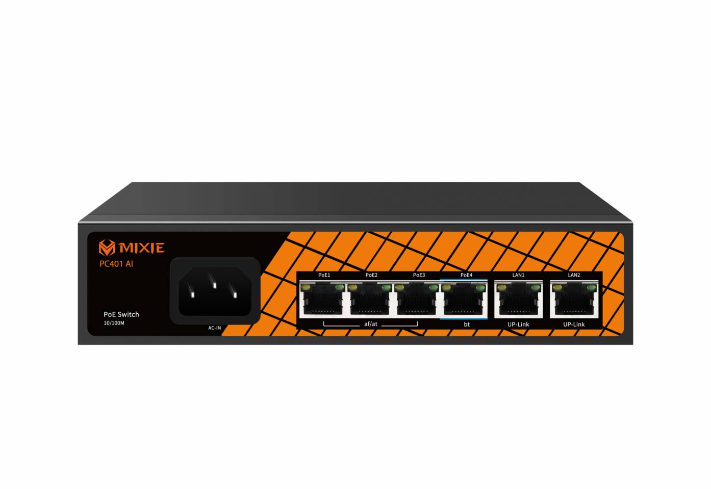 SWITCH POE MIXIE PC402 AI- 4+2 100Mbs , khoảng cách 250M