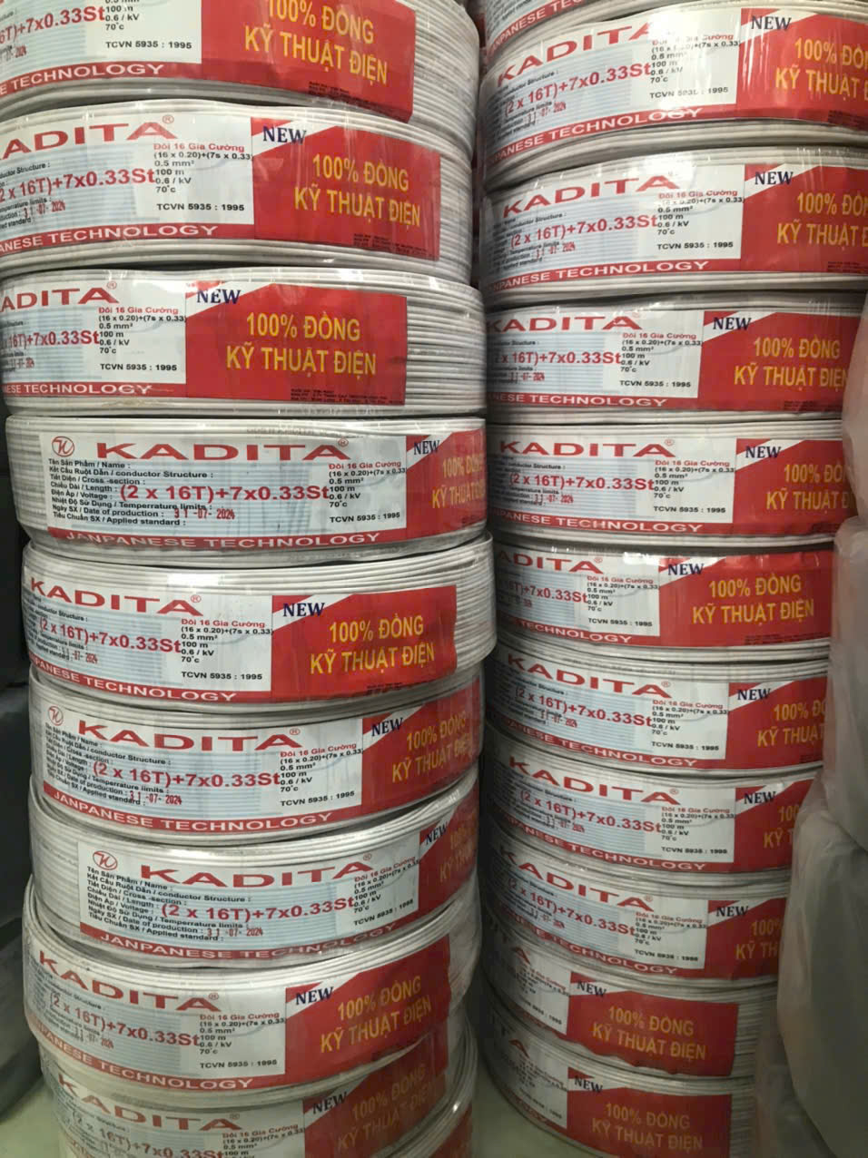 Dây điện đôi Kadita đồng nguyên chất có sợi thép gia cường