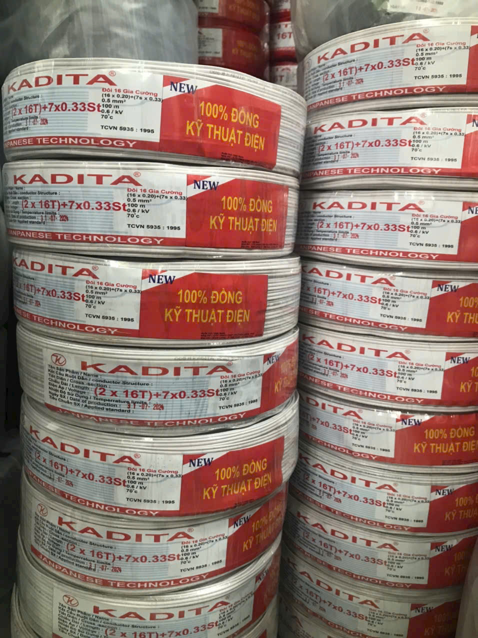 Dây điện đôi Kadita đồng nguyên chất có sợi thép gia cường