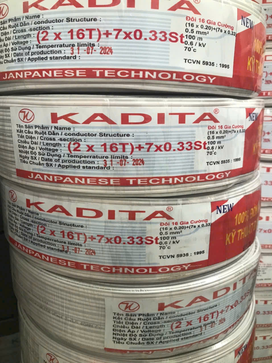 Dây điện đôi Kadita đồng nguyên chất có sợi thép gia cường