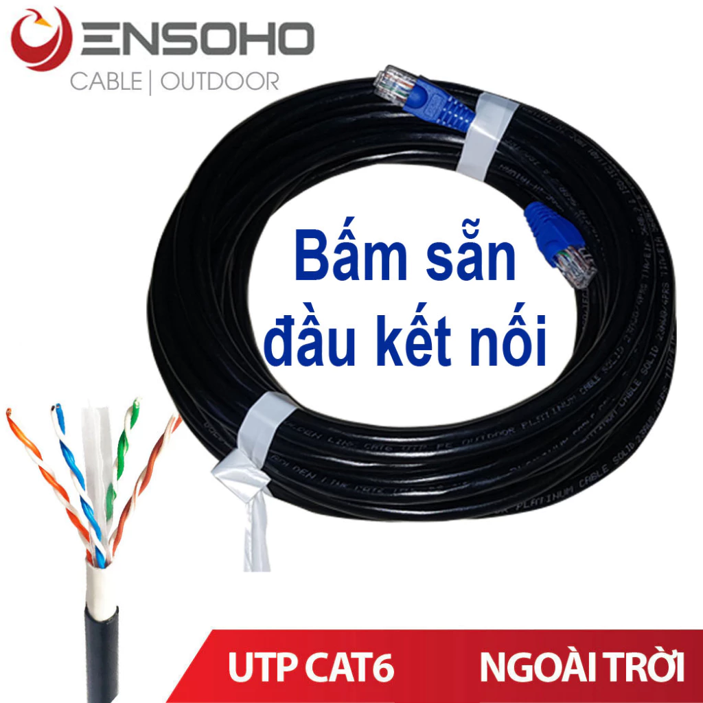 10m đến 100m cáp mạng ngoài trời ENSOHO chuẩn UTP Cat6 lõi CCA
