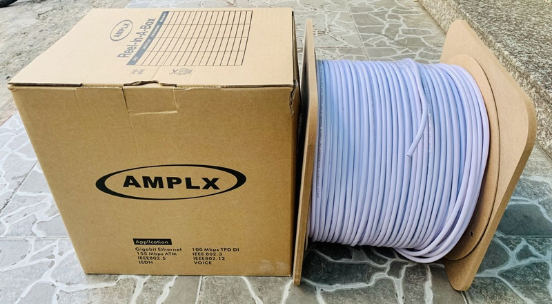 Cáp mạng AMPLX chuẩn Cat5E chống nhiễu STP cỏ cao cấp chống rối