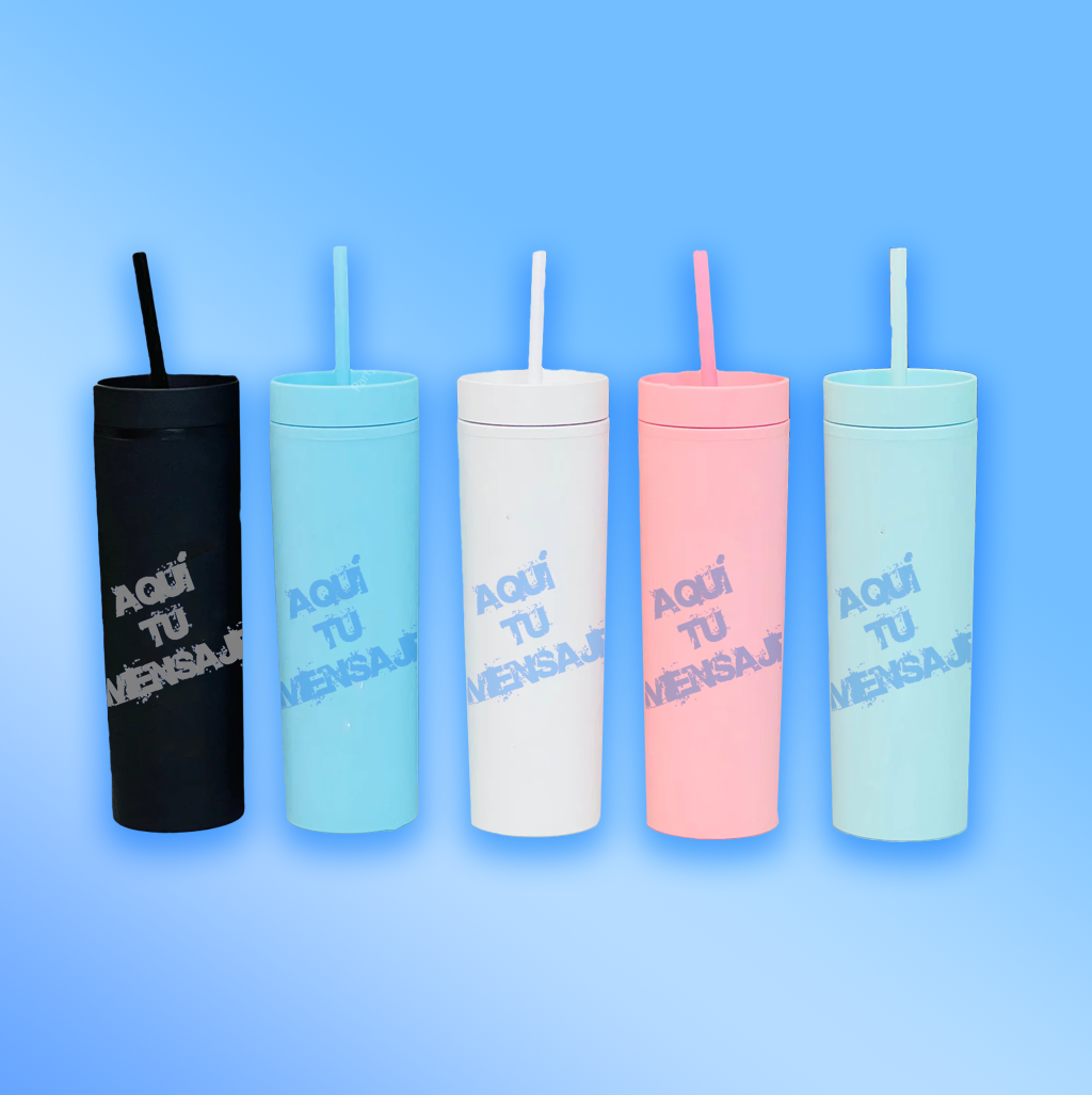 Vasos con popote reutilizables