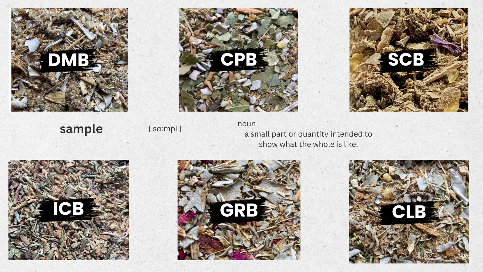 Samples of current Blends Available