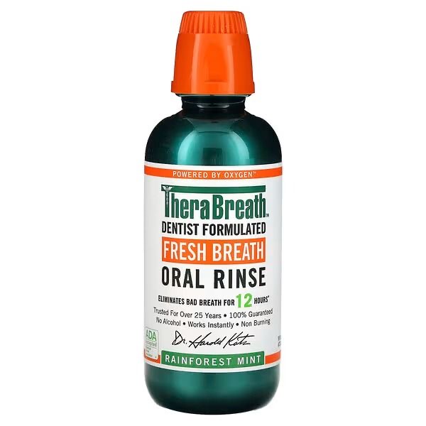 TheraBreath Fresh Breath, Oral Rinse, Rainforest Mint, 16 fl oz (473 ml)