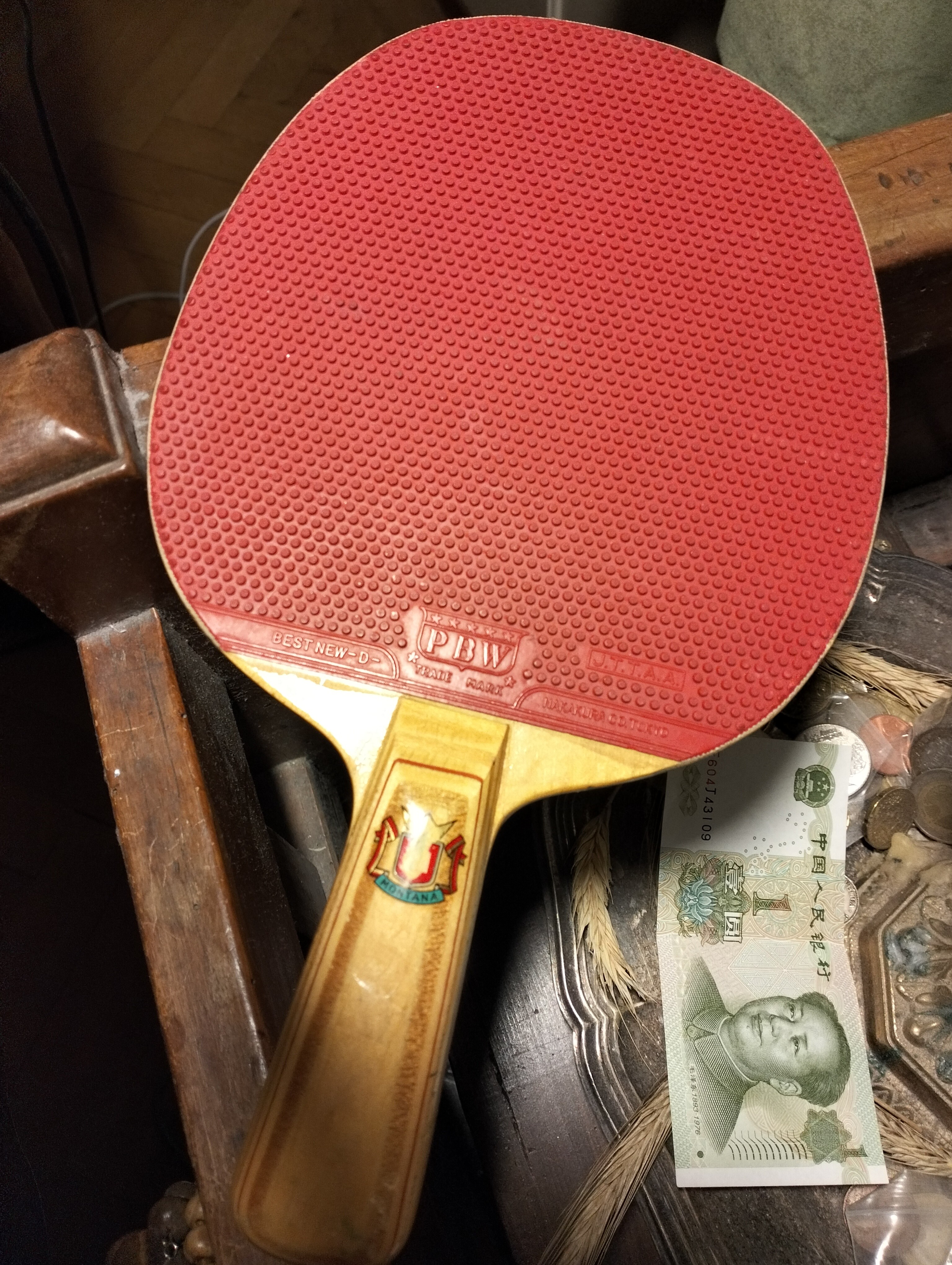 🏓 Vintage Montana Table Tennis Racket – PBW Japan Rubber (c. 1965–1975)